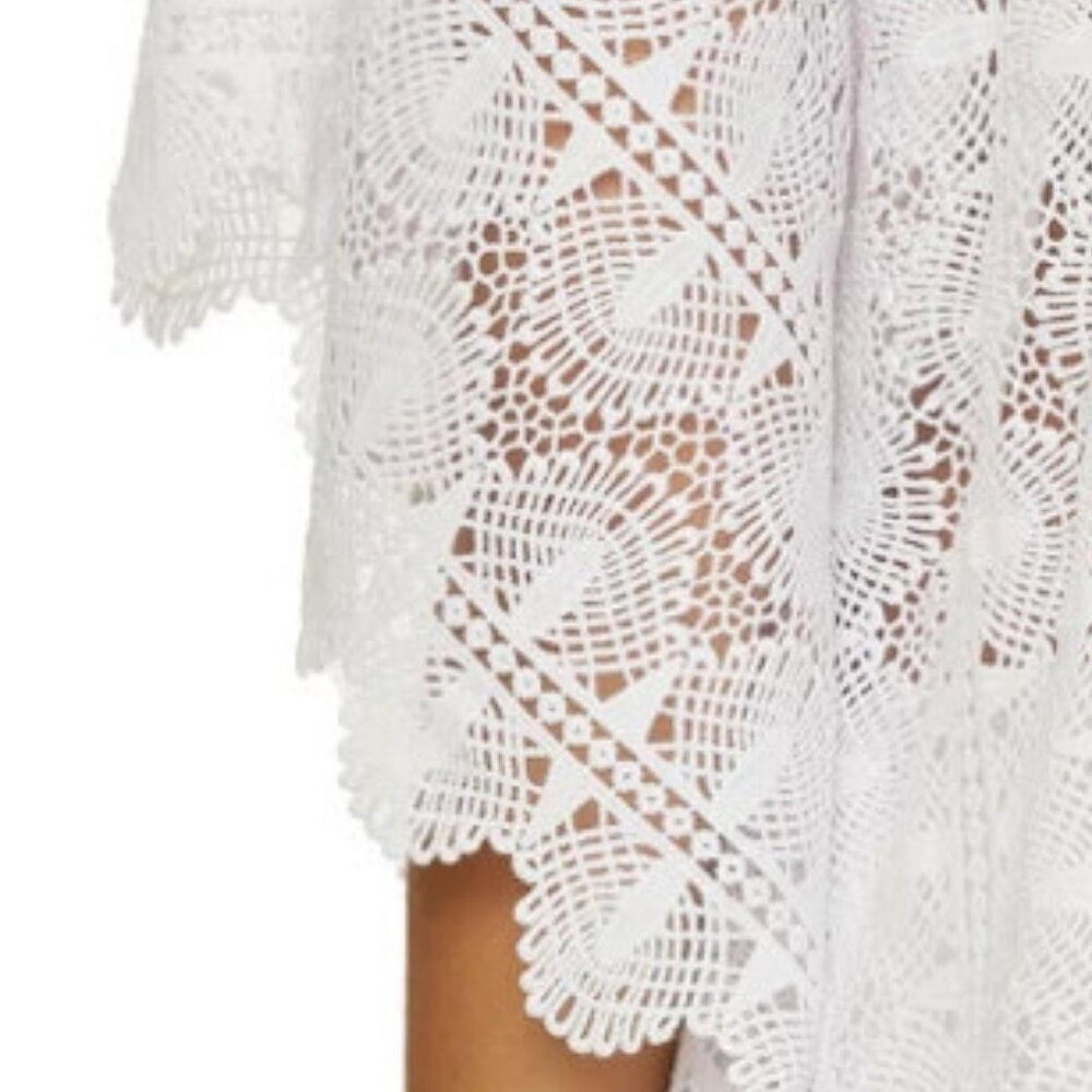 Trina Turk $188 Voila Lace Cover-up Caftan Dress White Swim - Picture 8 of 9